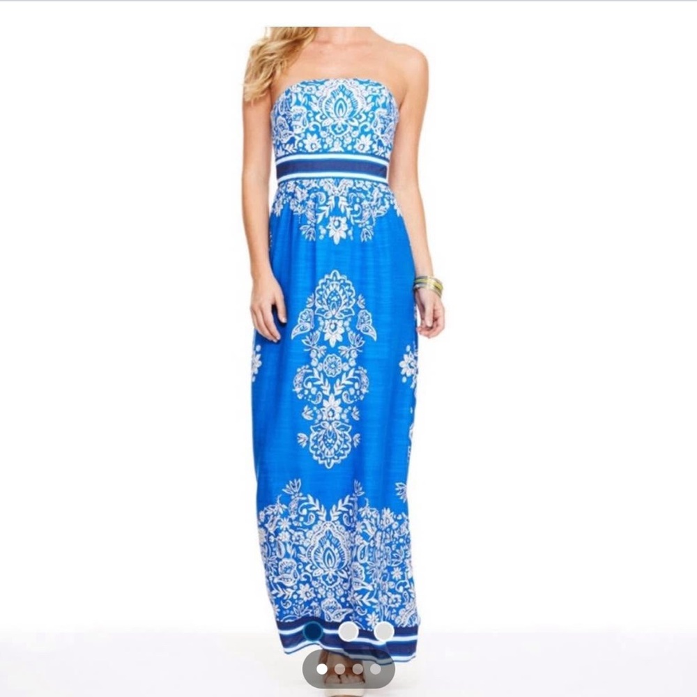Vineyard Vines Blue Strapless Maxi Dress